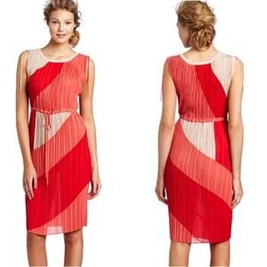 BCBG MaxAzria Hailey Dress XS – Pleated Color Block Redberry EUC